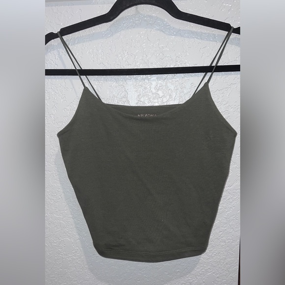 JCPenney Arizona Juniors small spaghetti strapped olive green shirt - Picture 1 of 2